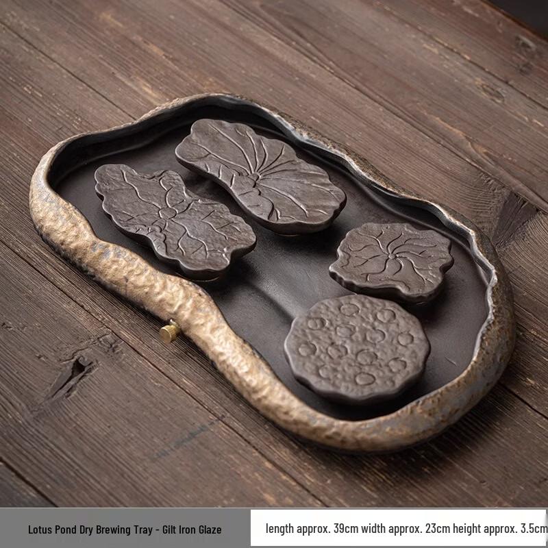 Хандун Дзен Грубая Керамика Лотос Чайный Поднос