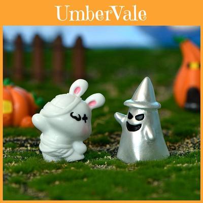 Miniatures d'Halloween en résine pour accessoires de boule de cristal DIY Adorable décor fantôme transparent et citrouille