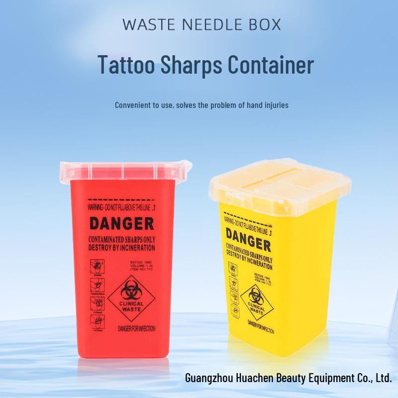 1L Disposable Tattoo Needle Disposal Box - Permanent Makeup Sharps Container