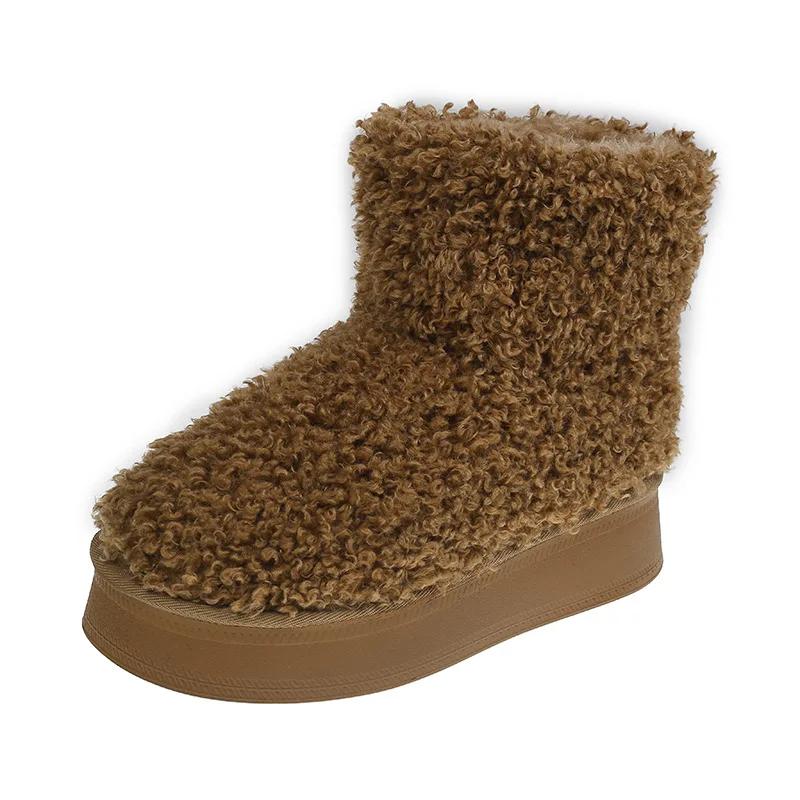 Fashion Designer Fashion Winter Brown Short Boots New Platform Female Shoes Push Size Ankle Boots for Women and Snow Boot