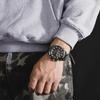 Mens Multifunctional Double-Display Watches Date Stainless Steel Watchband LED Luminous Mode Waterproof Wrist Watch