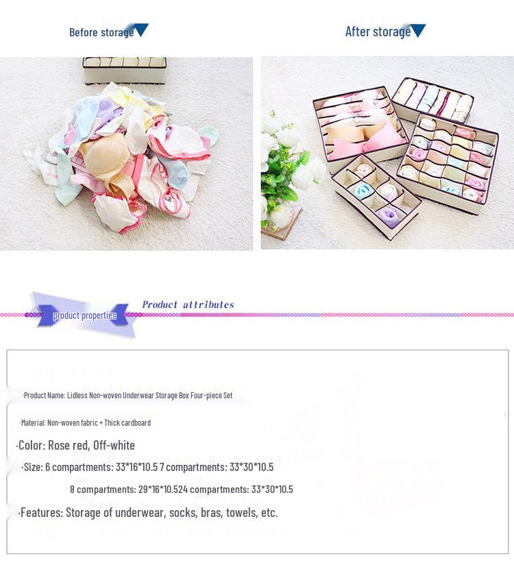 Foldable Underwear Storage Box Set - Four-Piece Wardrobe Organizer