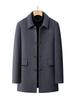 Men's Double-sided Mid-length Wool Coat with Lapel and Casual Down Liner