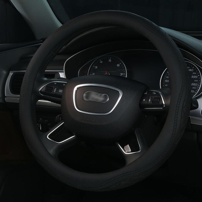 Nappa Leather Embossed Car Steering Wheel Cover - Four Seasons, Comfortable Grip