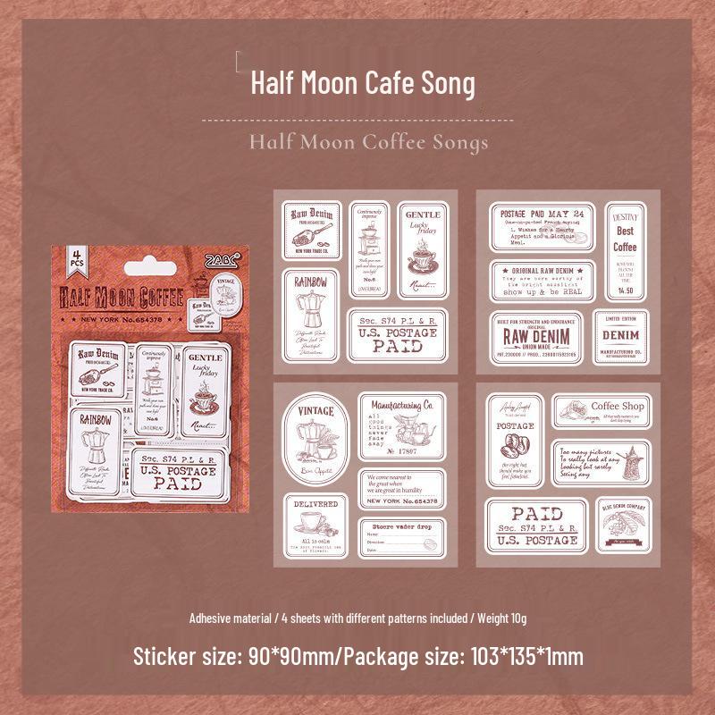 ZABC Retro Stamp Themed DIY Journal Stickers - Winter Gift Series, 4 Sheets, 6 Designs