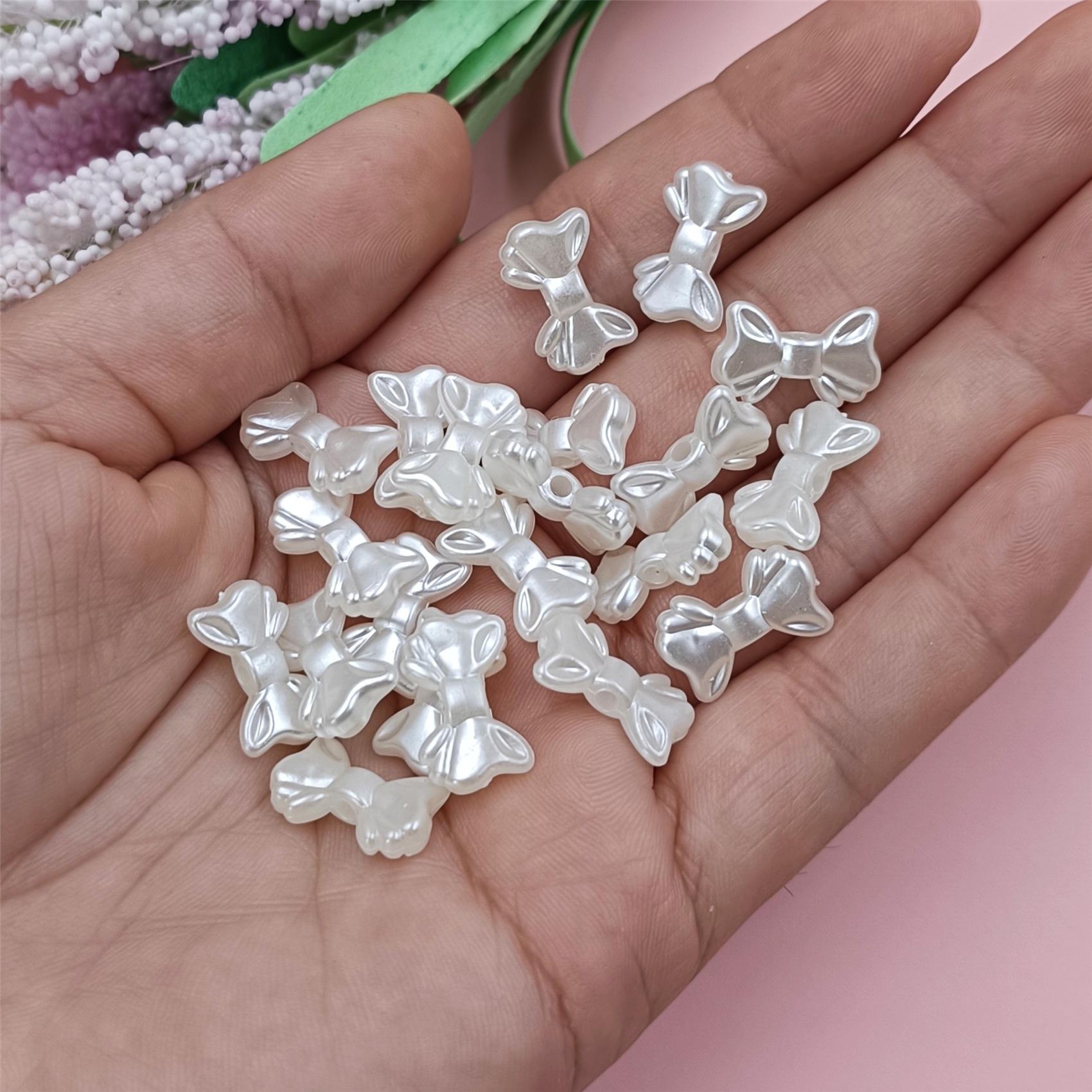 

100 шт. искусственный жемчуг, акриловые бусины с отверстием, АБС-пластик, серьги, аксессуары, сделай сам, лента ручной работы, ожерелье с бантом, изготовление ювелирных изделий, форма детского банта Style 2