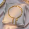 Elegant 18K Gold Titanium Steel Bracelets: European & American Fashion, Non-fading, Women's Versatile Personality Hand Jewelry