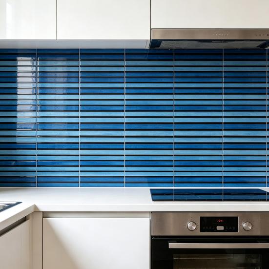 2 Pcs Peel And Wood Grating Stripe Stick Backsplash Tile Self-Adhesive Wallpaper Faux