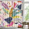 Jungle Boho Shower Curtain Colorful Mid Century Shower Curtains Abstract Floral Asthetic Pastel Modern Contemporary Art Bathroom