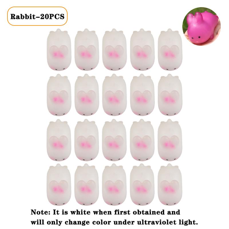 1-20PCS Color Changing Love Bunny Pinch Stress Relieving Toy Simulation Slow Rebound Adult Children's Toy Party Gift Easter Gift