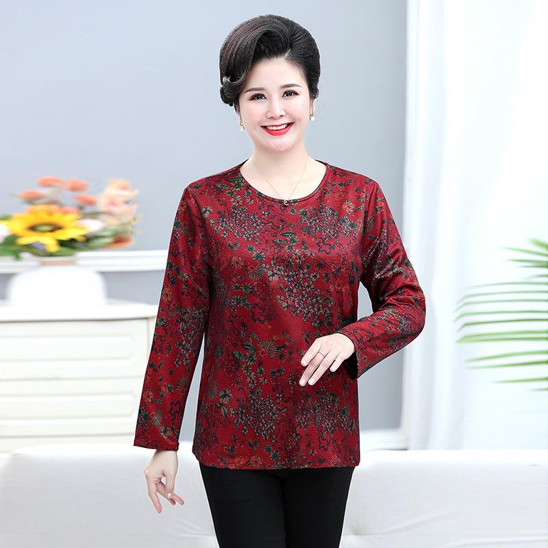 Übergröße 7XL Herbst Langarm Oberteil für Mütter mittleren Alters und ältere Damen