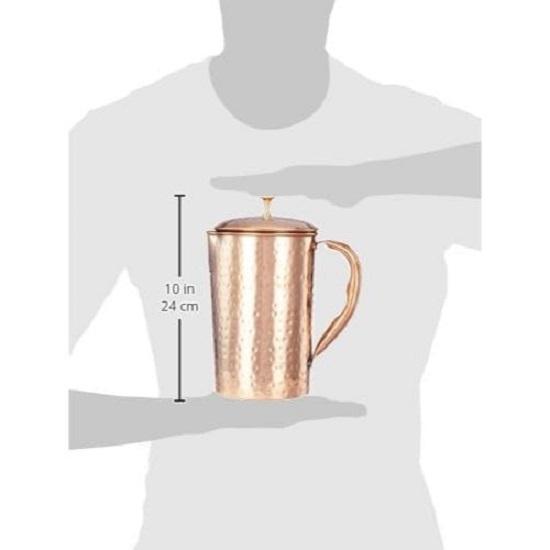 Kladaná měděná džbán s 2 měděnými sklenicemi, 1350 ml