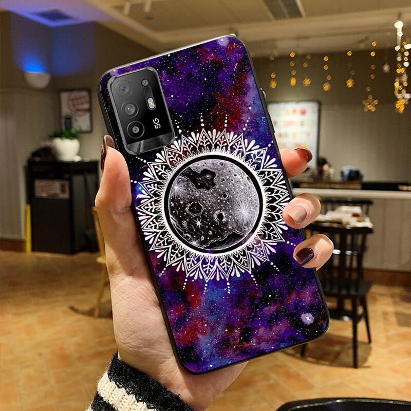 Blau gold Mandala Blume Traumfänger Hülle Handyhülle Für OPPO A74 A94 A3S A5S A9 A12 A15S A52 A53S A72 A73 2020 A91 5G Hüllen