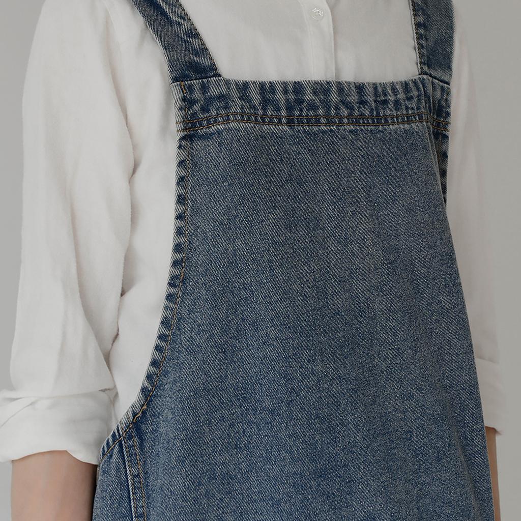 Denim-Küchenschürze für Damen, wasserwaschbare Baumwoll-Denim-Schürze, Vollständige Abdeckung, Kochschürze, Verstellbare Seillänge