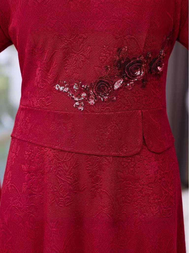 Elegant Wine Red Qipao Dress for Mother of the Groom - Perfect for Spring Banquets or Daily Wear