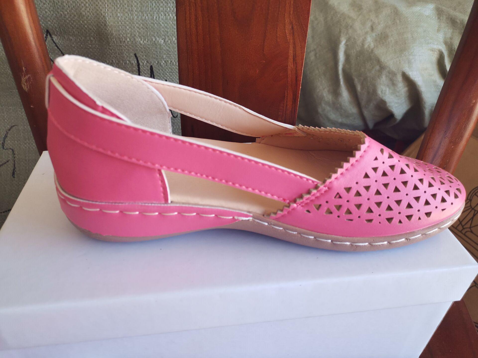 New Summer European and American Women s Shoes Round Head Slope Heel Cross border Large Flat Sandals Trendy 43 1990₽