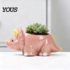 Small Plant Holder for Office Ceramic Dinosaur Planter, Cartoon Flower Pot with Drainage Hole, Cute Animal Dino Succulents, Indoor Outdoor Home