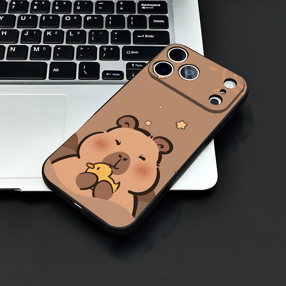 

C-Capybara Phone Case For IPhone 17 Air 16 E Pro Max 15 14 13 Mini 12 Pro 11 Max Plus Black Soft Shell iPhone 15 Pro