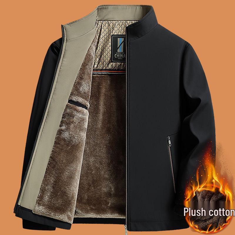 

Мужское пальто среднего возраста на бархатной подкладке — плотная, теплая, хлопковая зимняя куртка для пожилого папы 180 (suitable for 115-135 jin)