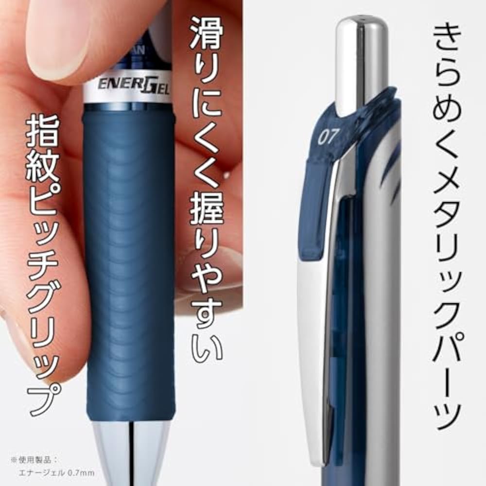 Pentel Ballpoint Pen Gel Ink Gel Knock Type 0.5mm Silver Shaft BLN75Z-CA Blue Black 10
