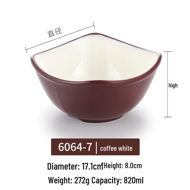 Melamine Imitation Porcelain Square Bowl – Plastic Soup, Dessert, BBQ, Bibimbap, Small Dish for Fast Food.