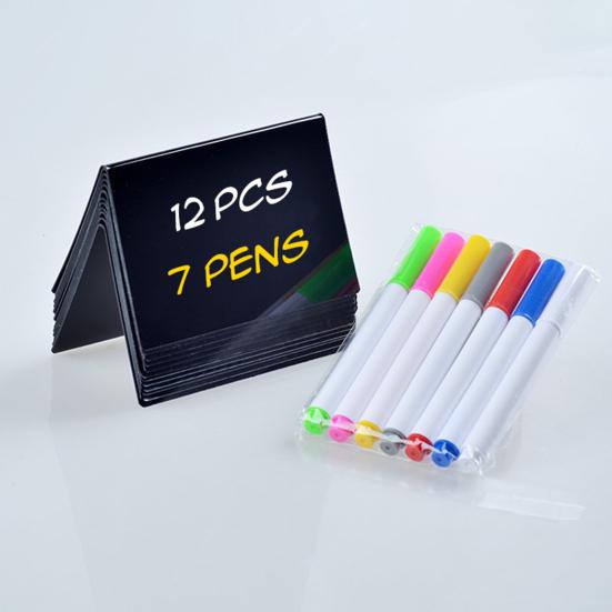 12Pcs Mini Chalkboard Sign with Marker Pens Dry-Erase Desktop Blackboard