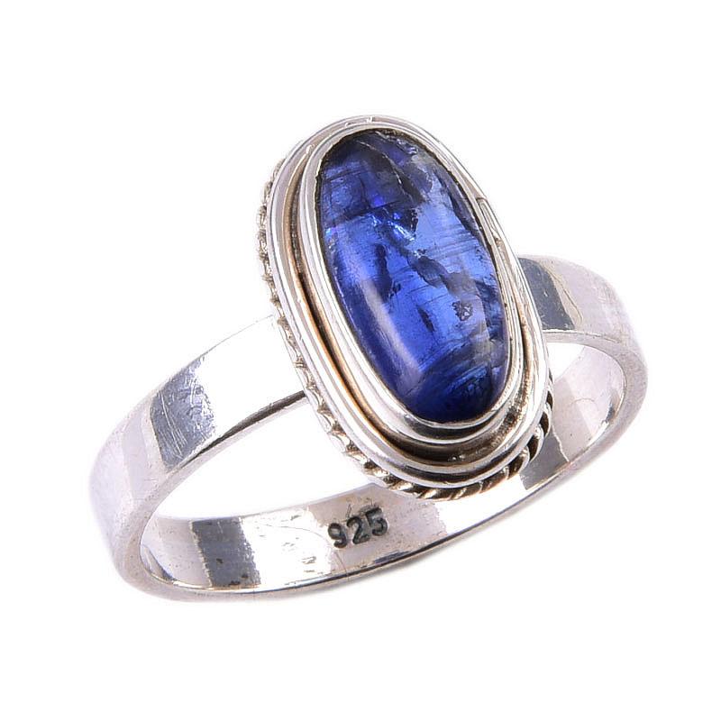 Natural Kyanite Gemstone Handmade 925 Solid Sterling Silver Gift Ring S.6 Q2b42