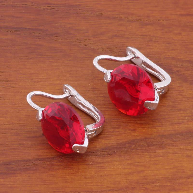 

2024 Европейская и американская мода летние серьги с круглым цирконием 12 мм красный