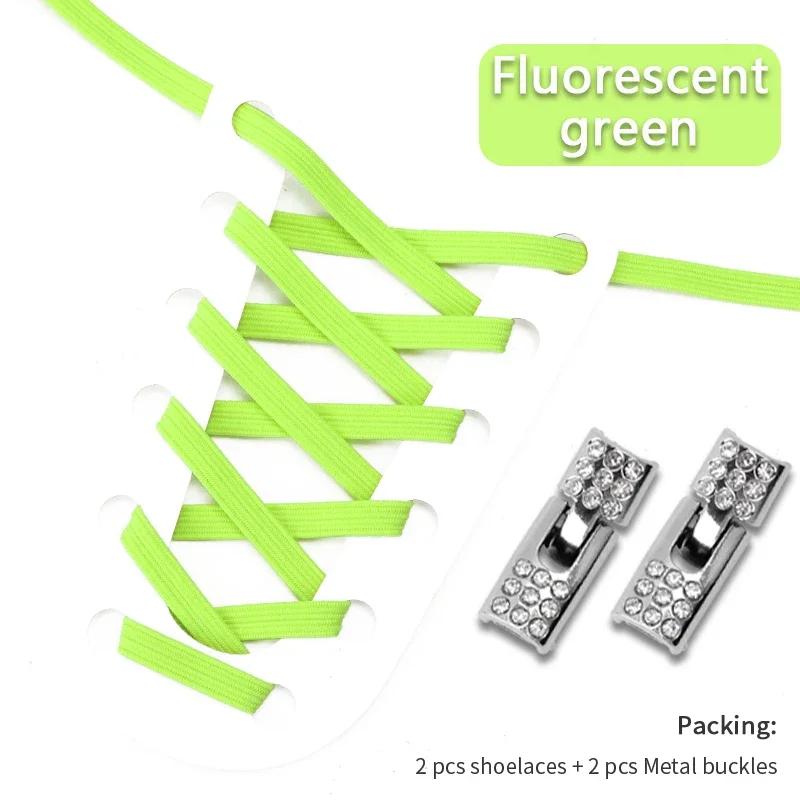 Fashion Elastic No Tie Shoelaces Rhinestone Cross Lock Tieless Shoelace Flat Shoe Laces Suitable for Sneakers and Athletic Shoes