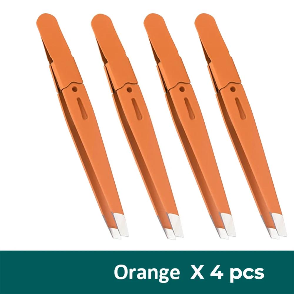 Colorful Stainless Steel Eyebrow Tweezers, Slant Tip Precision Hair Removal, Hollow Design Beauty Tool for Men Women