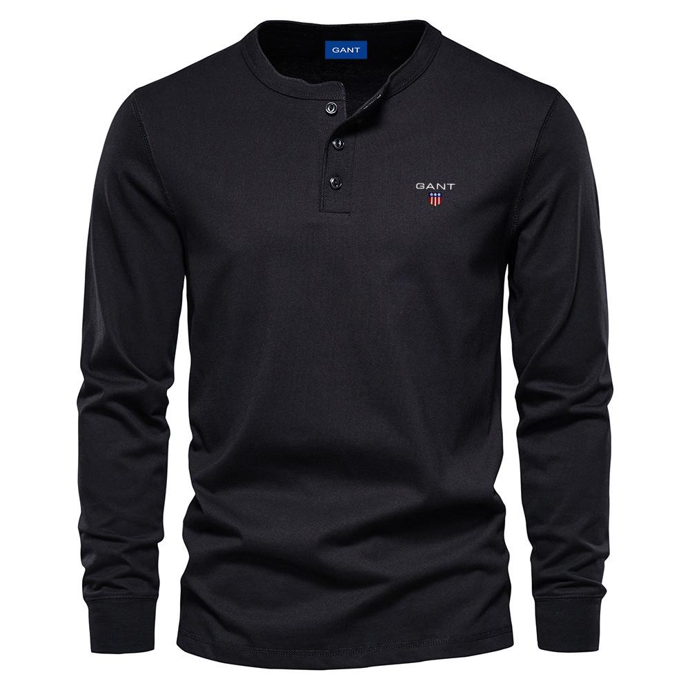 Gant Høst Ny Brodert Herre Casual Europeisk Rund Hals Langermet T-skjorte Herre Slim Fit Sports Basis Skjorte Topp
