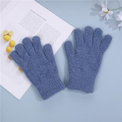 Autumn and Winter Children's Solid Color Half Velvet Gloves Plus Velvet Warm Gloves for Boys and Girls Coral Velvet Knitted Gloves