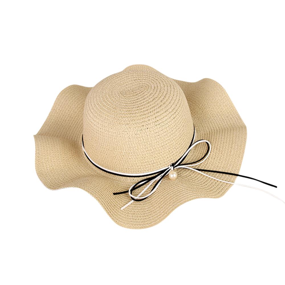 Women Summer Elegant Bowknot Pearl Beach Cap