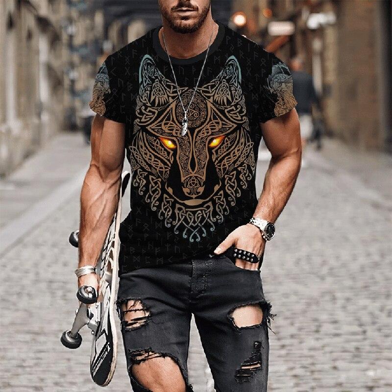 Летняя футболка с коротким рукавом и крутым животным принтом, модная уличная новинка 2023 года, новый тренд XS