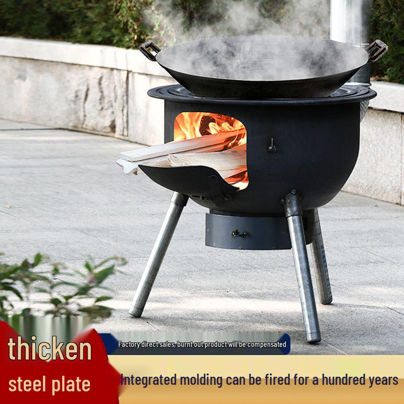 Portable Smokeless Firewood Stove: Outdoor & Household Use 43CM Integrated No Ash Box+