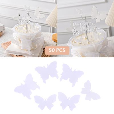 50 Stück gemischte Schmetterlinge, essbare Klebreis-Oblaten-Reispapier-Kuchen-Cupcake-Topper