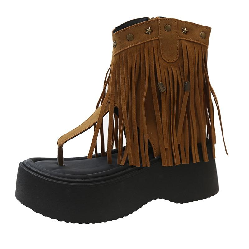 

7 см новые женские летние сандалии на плоской платформе с кисточками повседневные сандалии обувь для женщин шлепанцы римские женские сапоги 35 хаки