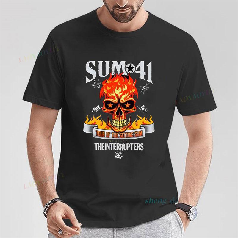 Rock Band Playera Sum 41  Unisexs T Shirts SUM41 Popular Punk Graphic Short Sleeve O Neck TShirt Casual Loose Clothes