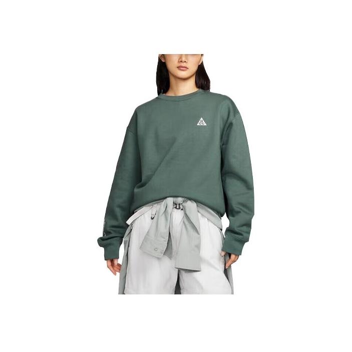 Nike ACG Therma-FIT Solid Logo Embroidery Fleece Pullover Sweatshirt Unisex Tops Green DX9612-338