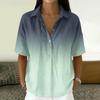 Women Loose Fit Short Sleeve Polo Shirt Vintage Floral Print Button Down Collar Linen Blend Casual Top