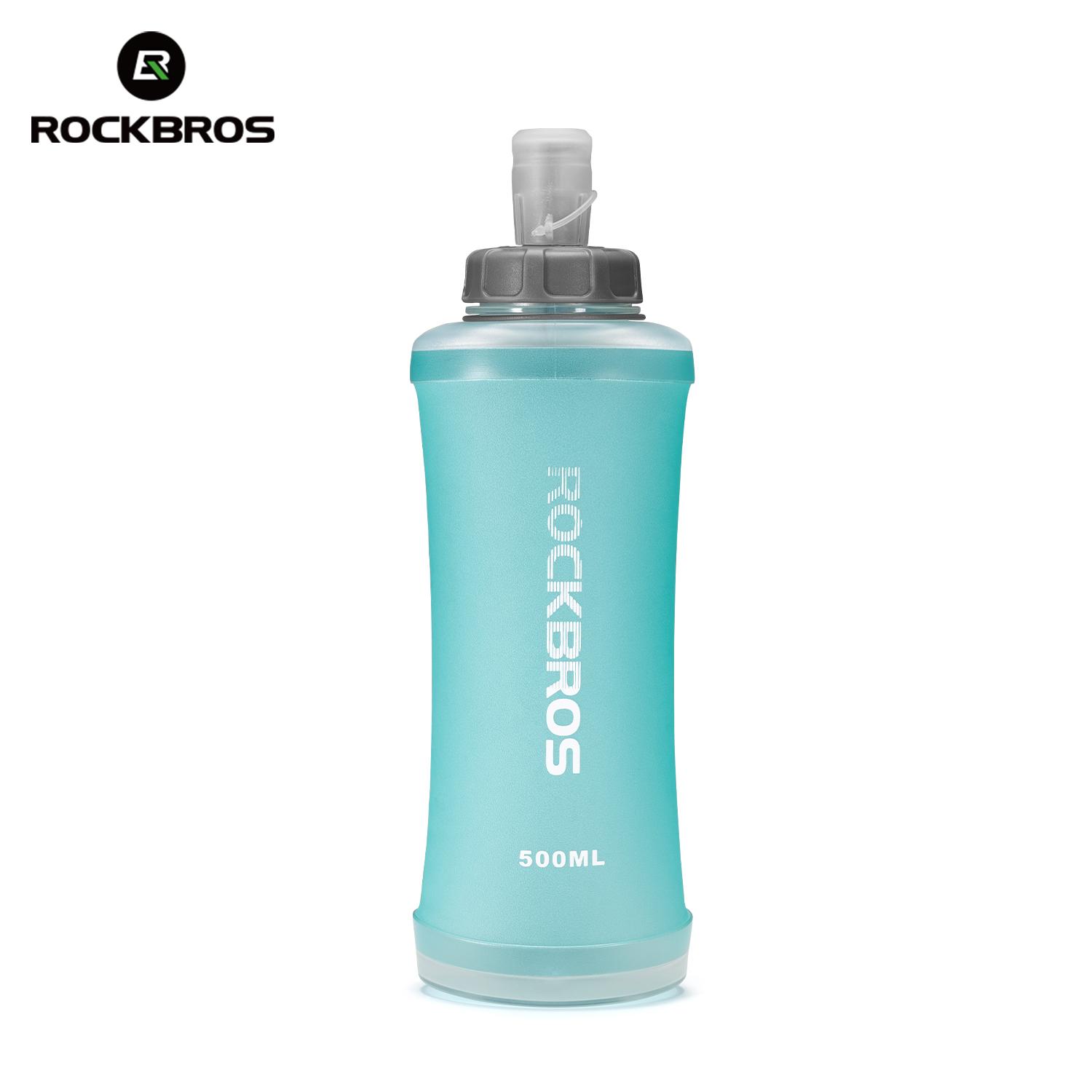 ROCKBROS TPU Soft Sports Water Bottle 500ML Cycling Water Bottle Folding Portable Collapsible Water Bottle with Dust Cover