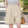 ZANZEA Mulheres Casual Cintura Elástica Solta Shorts de Verão