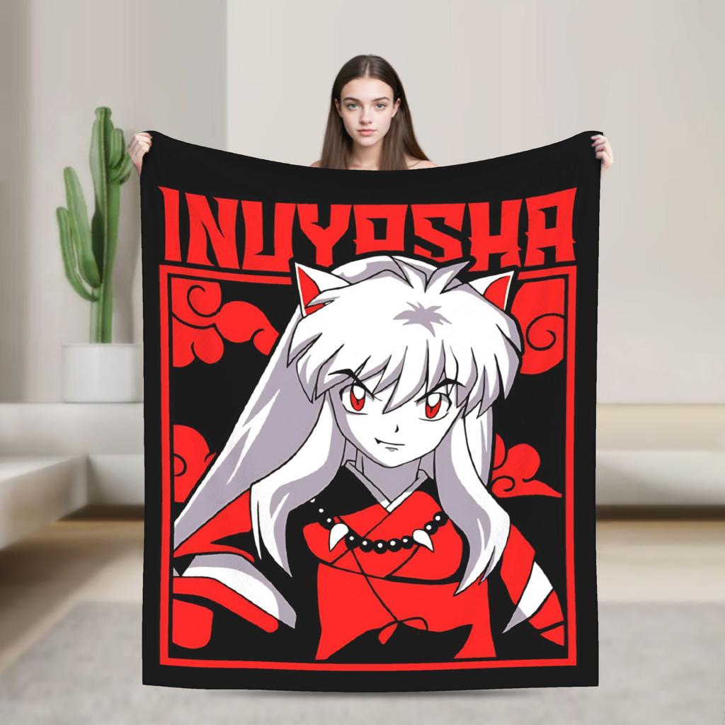 Fox Samurai Japanese Anime Coral Fleece Plush Throw Blanket Inuyashas Blanket for Bed Couch Ultra-Soft Quilt,