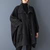 Autumn Spring Cotton Oversized Vintage Black Outerwears Women Casual Loose Jacket Coat