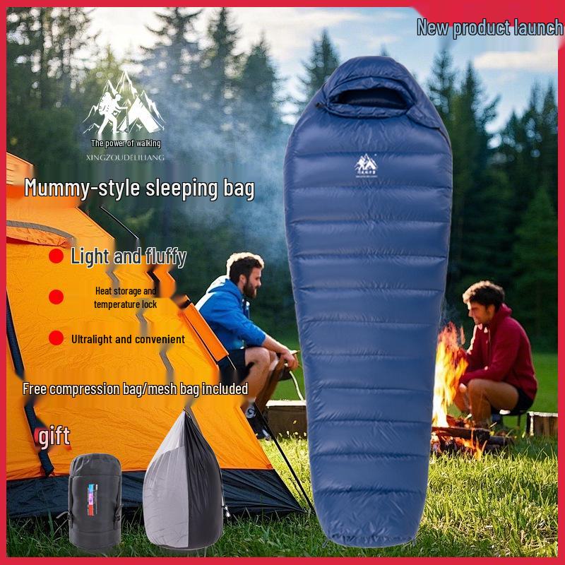 90% Duck Down Mummy Sleeping Bag: Thickened, Portable for Outdoor Camping