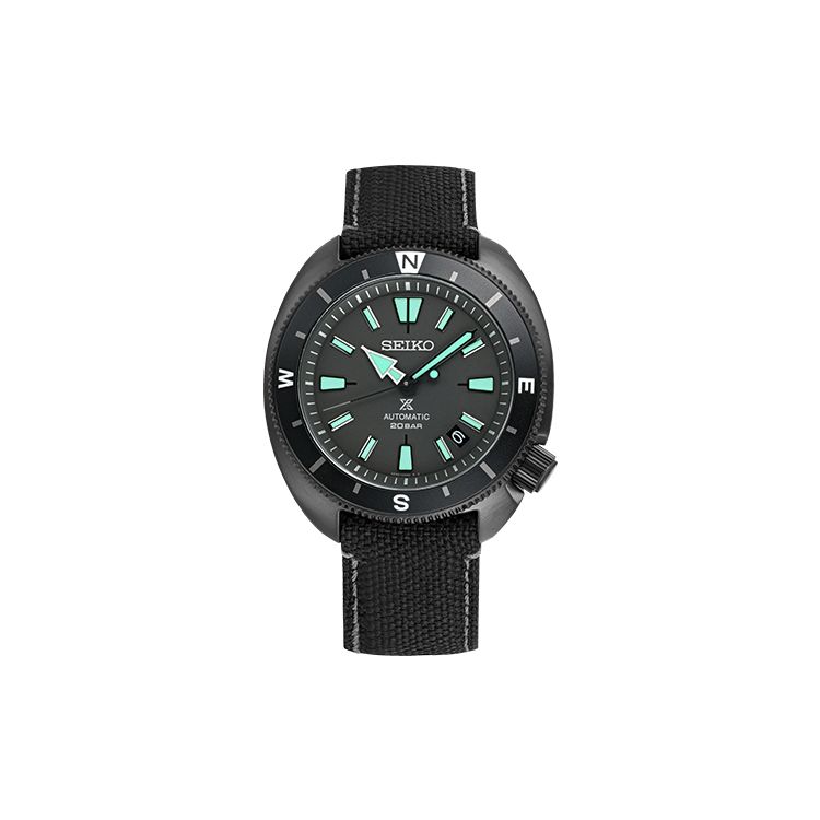 Seiko Men's Black Prospex Outdoor Watch Turtle Style Sports Mechanical Movet Fabric Strap Watches Srph99k1