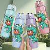 1PC Little Dinosaur Cartoon Character Print 750ml Color Plastic Sports Water Bottle Leakproof Flip Straw Lid Suitable for Sports Office Home Use