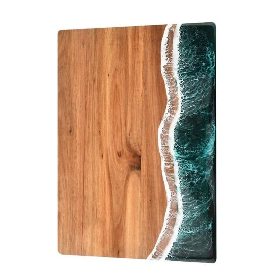 Yousheng Personalized Cutting Board with Ocean Resin Custom Charcuterie Board Engraved, Decorative Wood Cutting Board Wedding Gift, Unique Resin