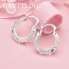 Elegant 925 Sterling Silver 30MM Exquisite Hollow Round Earrings Women's Luxury Wedding Gift Jewelry Accessories