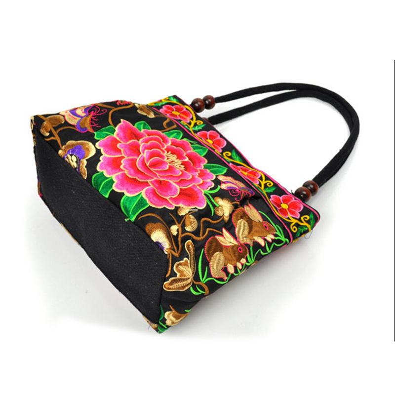 Fashion Embroidery Women Small Handbags National Floral Embroidered Lady Top-handle Bags Single-layer Beading Falp Carrier
